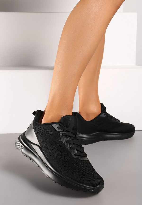 Czarne buty sportowe Renee w sportowym stylu z płaską podeszwą