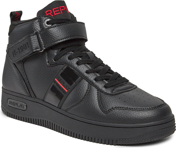 Czarne buty sportowe Replay w sportowym stylu sznurowane