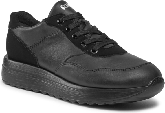 Czarne buty sportowe Ryłko sznurowane w sportowym stylu na platformie