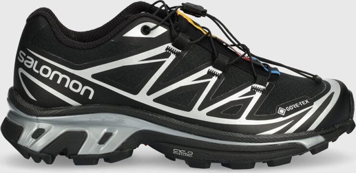 Czarne buty sportowe Salomon sznurowane z goretexu w sportowym stylu