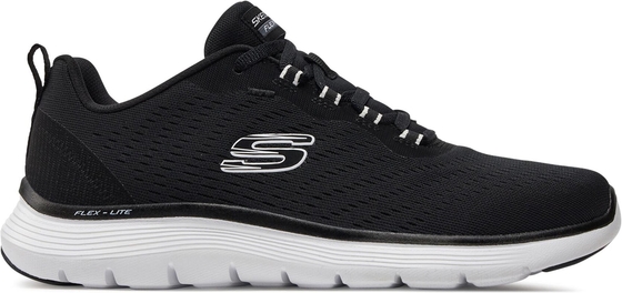 Czarne buty sportowe Skechers flex z płaską podeszwą