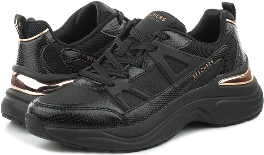 Czarne buty sportowe Skechers sznurowane w sportowym stylu z płaską podeszwą