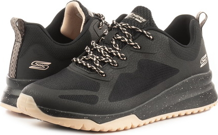 Czarne buty sportowe Skechers sznurowane z płaską podeszwą w sportowym stylu