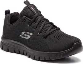 Czarne buty sportowe Skechers z płaską podeszwą sznurowane