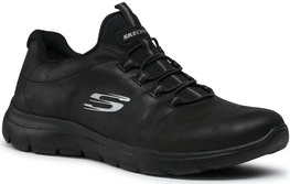 Czarne buty sportowe Skechers z płaską podeszwą sznurowane