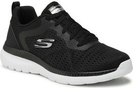 Czarne buty sportowe Skechers z płaską podeszwą w sportowym stylu