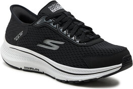 Czarne buty sportowe Skechers z płaską podeszwą w sportowym stylu sznurowane