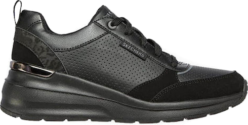 Czarne buty sportowe Skechers z zamszu z płaską podeszwą sznurowane