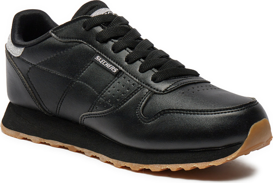 Czarne buty sportowe Skechers ze skóry ekologicznej w stylu casual sznurowane