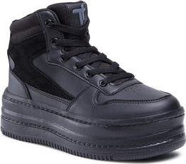 Czarne buty sportowe Togoshi w sportowym stylu sznurowane na platformie