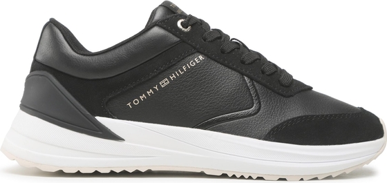 Czarne buty sportowe Tommy Hilfiger z płaską podeszwą w sportowym stylu