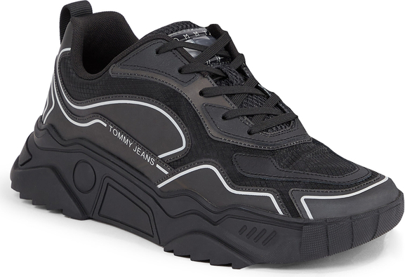 Czarne buty sportowe Tommy Jeans sznurowane w sportowym stylu