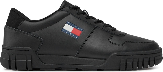 Czarne buty sportowe Tommy Jeans w sportowym stylu sznurowane