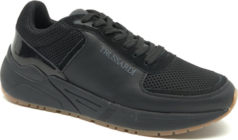 Czarne buty sportowe Trussardi w sportowym stylu z płaską podeszwą