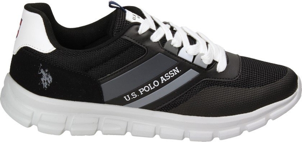 Czarne buty sportowe U.S. Polo sznurowane ze skóry ekologicznej
