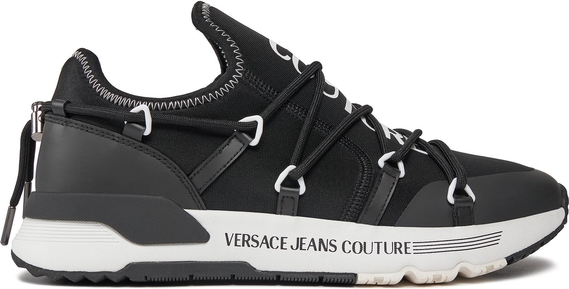 Czarne buty sportowe Versace Jeans sznurowane w sportowym stylu