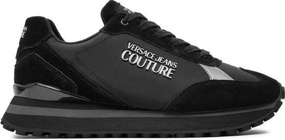 Czarne buty sportowe Versace Jeans sznurowane w sportowym stylu