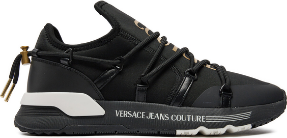 Czarne buty sportowe Versace Jeans w sportowym stylu sznurowane