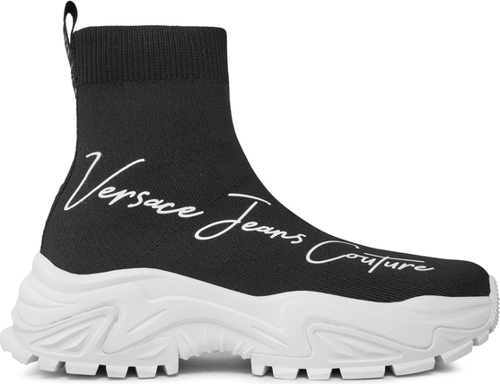 Czarne buty sportowe Versace Jeans z nadrukiem na platformie