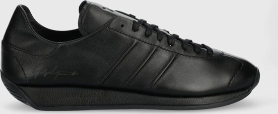 Czarne buty sportowe Y-3 z płaską podeszwą w sportowym stylu ze skóry