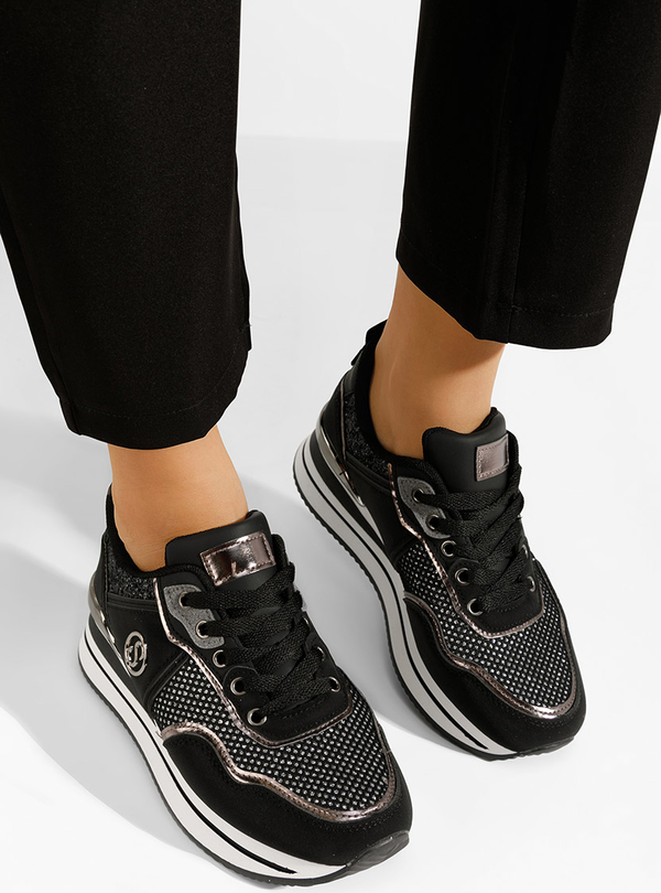 Czarne buty sportowe Zapatos w sportowym stylu na platformie
