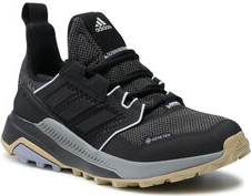 Czarne buty trekkingowe Adidas z goretexu z płaską podeszwą