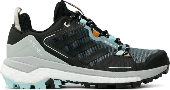Czarne buty trekkingowe Adidas z goretexu z płaską podeszwą sznurowane