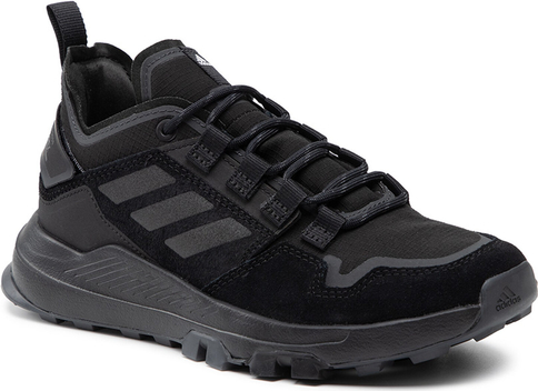 Czarne buty trekkingowe Adidas z zamszu sznurowane