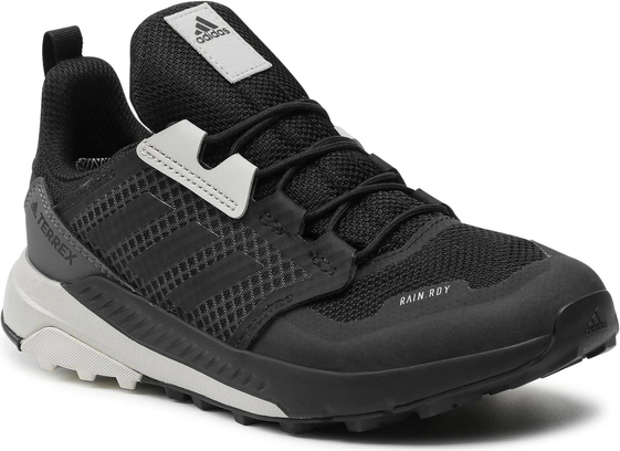 Czarne buty trekkingowe Adidas z zamszu sznurowane z płaską podeszwą