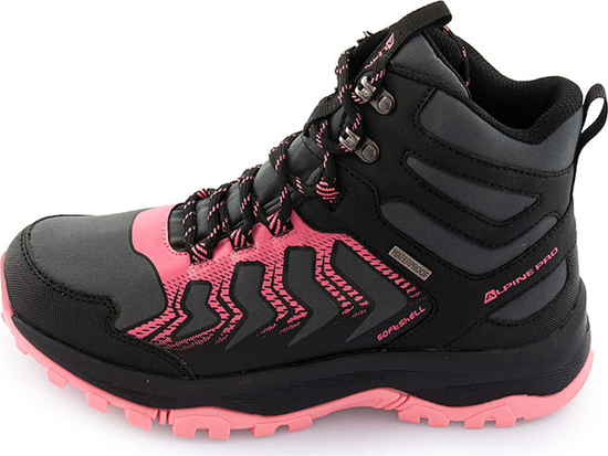 Czarne buty trekkingowe Alpine Pro sznurowane z płaską podeszwą z tkaniny