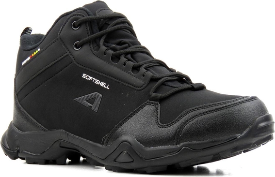Czarne buty trekkingowe American Club sznurowane z tkaniny
