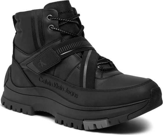 Czarne buty trekkingowe Calvin Klein sznurowane