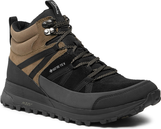 Czarne buty trekkingowe Clarks z goretexu sznurowane