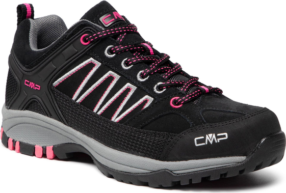 Czarne buty trekkingowe CMP sznurowane z płaską podeszwą