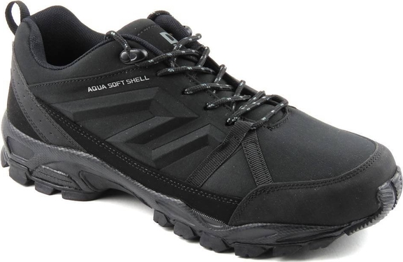 Czarne buty trekkingowe DK sznurowane ze skóry ekologicznej