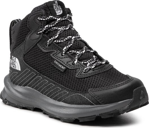 Czarne buty trekkingowe dziecięce The North Face sznurowane dla chłopców