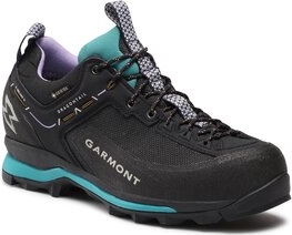 Czarne buty trekkingowe Garmont sznurowane z płaską podeszwą z goretexu
