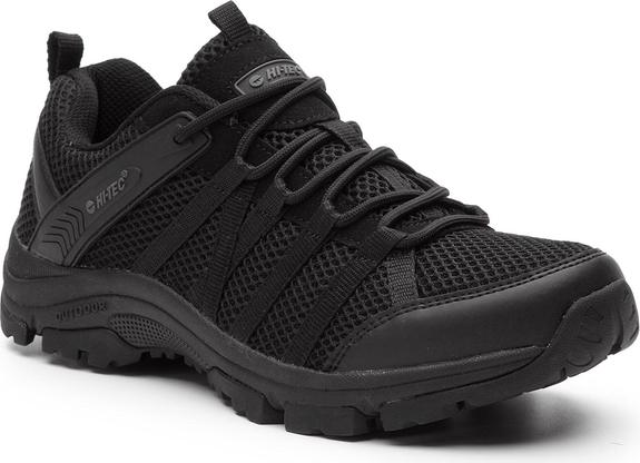 Czarne buty trekkingowe Hi-Tec sznurowane w sportowym stylu