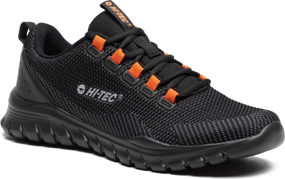 Czarne buty trekkingowe Hi-Tec ze skóry ekologicznej sznurowane
