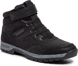Czarne buty trekkingowe Kappa z płaską podeszwą sznurowane
