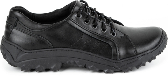 Czarne buty trekkingowe Komodo sznurowane ze skóry