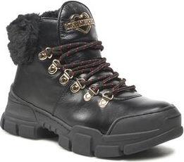 Czarne buty trekkingowe Love Moschino z płaską podeszwą