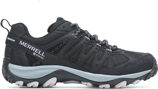 Czarne buty trekkingowe Merrell sznurowane z płaską podeszwą z goretexu