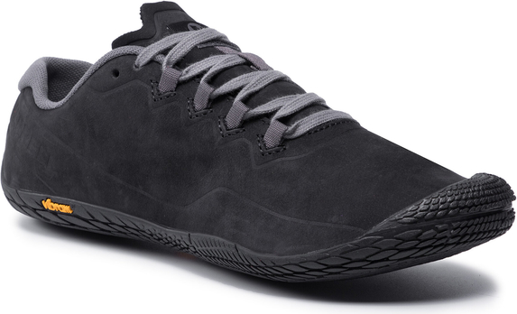 Czarne buty trekkingowe Merrell z płaską podeszwą ze skóry