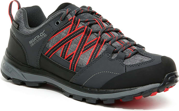 Czarne buty trekkingowe Regatta z płaską podeszwą sznurowane