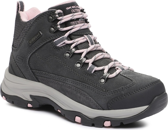 Czarne buty trekkingowe Skechers z płaską podeszwą