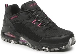 Czarne buty trekkingowe Skechers z płaską podeszwą sznurowane