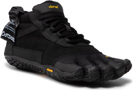 Czarne buty trekkingowe Vibram Fivefingers sznurowane z płaską podeszwą