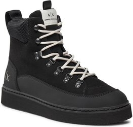 Czarne buty zimowe Armani Exchange sznurowane