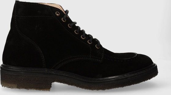 Czarne buty zimowe Astorflex z zamszu w stylu casual sznurowane